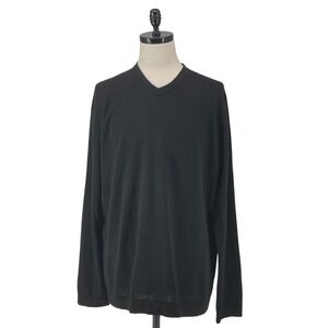 Chatham Road Mens Black V Neck Long Sleeve Casual Cotton Sweater XL Office Soft